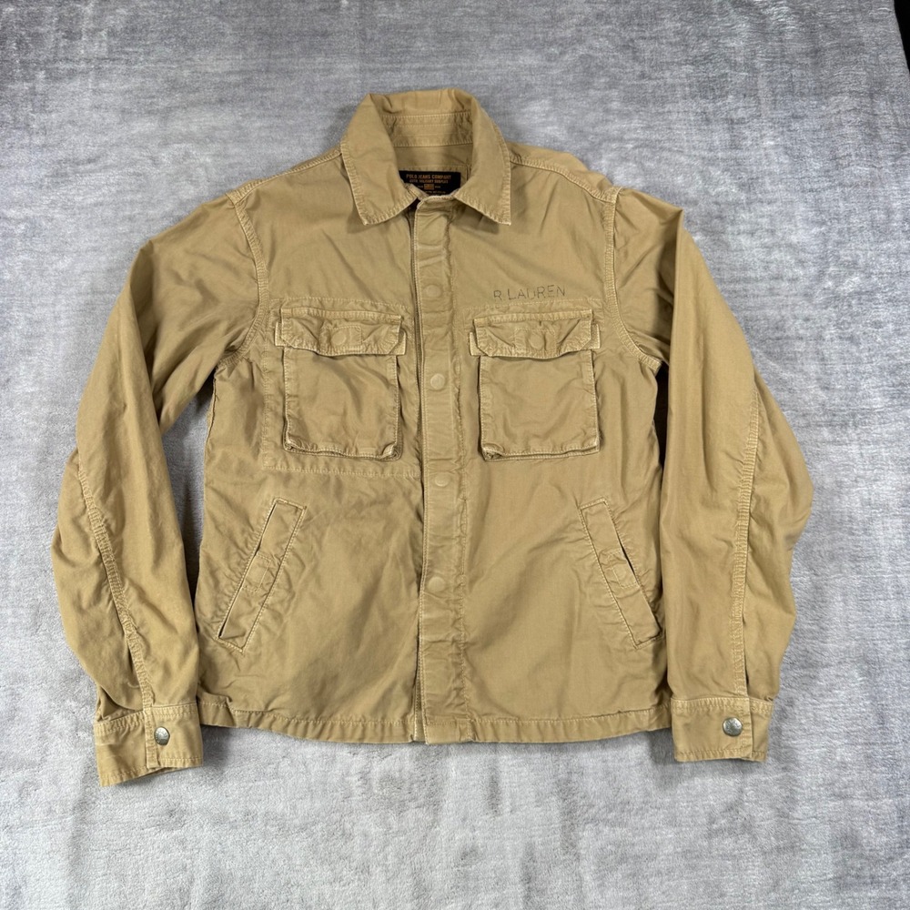 Polo Jeans Co Ralph Lauren Jacket Womens Small Tan Vtg Military Utility Field